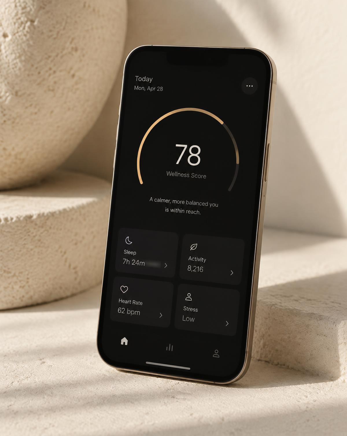 The LifeLens app showing a daily wellness score